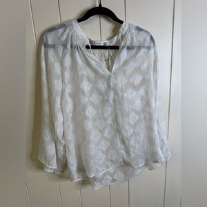 Bishop + Young Metallic Sheer Pullover Peasant S